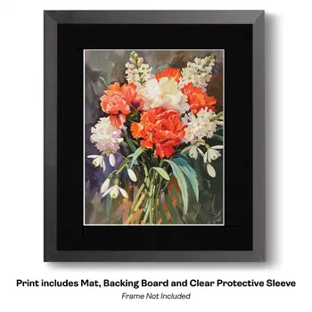Flowering Desert Cactus with Pink Flowers 8"x10" Floral Art Print for 11"x14" Frame