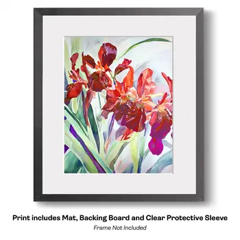 Flowering Desert Cactus with Pink Flowers 8"x10" Floral Art Print for 11"x14" Frame