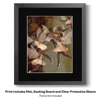 Beautiful Little Ballet Fairies - Never Grim Fairytale Prints – 8″x10″ Artwork in 10″x12″ Mat