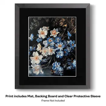Baroque Lake Wildflowers 8"x10" Floral Art Print for 11"x14" Frame