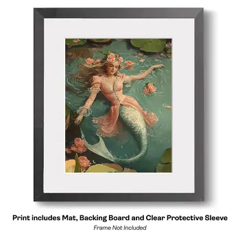Mermaid in Undersea Garden 8″x10″ Artwork in 11″x14″ Mat