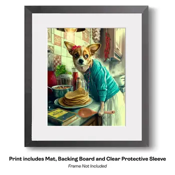 Chatty Cockatoo Cooking  - Gourmet Animal Wall Art Prints – 8″x10″ Artwork for 11″x14″ Frame