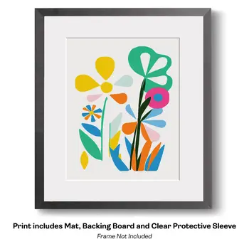 Mid Century Mod Flower Print 8"x10" Floral Art Print for 11"x14" Frame