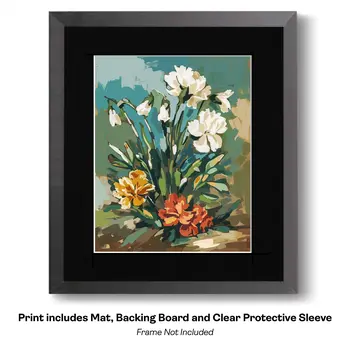 Single Blue Watercolor Flower  8"x10" Floral Art Print for 11"x14" Frame