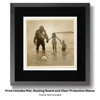 Bigfoot the Patriot - Cryptids Art Prints - Bigfoot Prints – 8″x8″ Artwork in 12″x12″ Mat