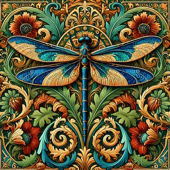 Vintage Art Nouveau Dragonfly - Insect Wall Art Prints – 8″x10″ Artwork for 11″x14″ Frame