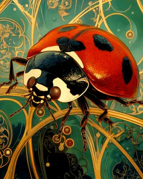 Abstract Ladybug - Insect Wall Art Prints – 8″x10″ Artwork for 11″x14″ Frame