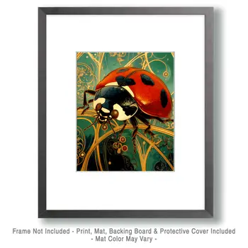 Abstract Ladybug - Insect Wall Art Prints – 8″x10″ Artwork for 11″x14″ Frame