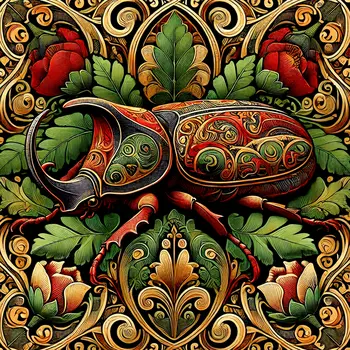 Vintage Art Nouveau Rhino Beetle - Insect Wall Art Prints – 8″x10″ Artwork for 11″x14″ Frame