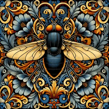 Vintage Art Nouveau House Fly - Insect Wall Art Prints – 8″x10″ Artwork for 11″x14″ Frame