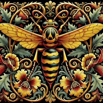 Vintage Art Nouveau Wasp - Insect Wall Art Prints – 8″x10″ Artwork for 11″x14″ Frame