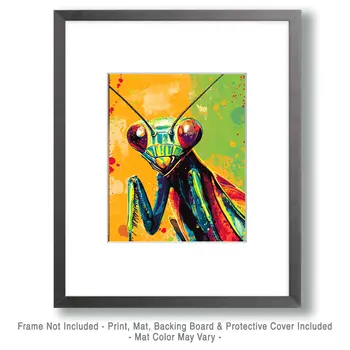 ViPop Art Praying Mantis - Insect Wall Art Prints – 8″x10″ Artwork for 11″x14″ Frame
