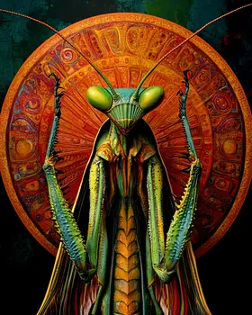 Praying Mantis Chieftain - Insect Wall Art Prints – 8″x10″ Artwork for 11″x14″ Frame