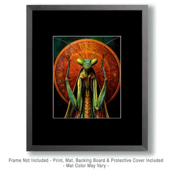 Praying Mantis Chieftain - Insect Wall Art Prints – 8″x10″ Artwork for 11″x14″ Frame