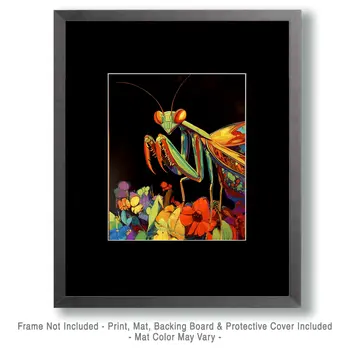 Psychedelic Praying Mantis - Insect Wall Art Prints – 8″x10″ Artwork for 11″x14″ Frame