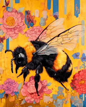 Pretty Bumblebee - Insect Wall Art Prints – 8″x10″ Artwork for 11″x14″ Frame