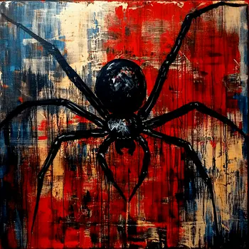 Grunge Black Widow Spider - Insect Wall Art Prints – 8″x10″ Artwork for 11″x14″ Frame