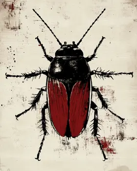 Grunge Cockroach - Insect Wall Art Prints – 8″x10″ Artwork for 11″x14″ Frame