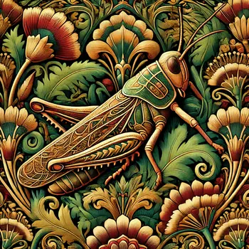 Vintage Art Nouveau Grasshopper - Insect Wall Art Prints – 8″x10″ Artwork for 11″x14″ Frame