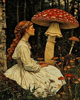 She Loves Shrooms - Mushroom Art Prints - 8"x10" Art Print for 11"x14" Frame