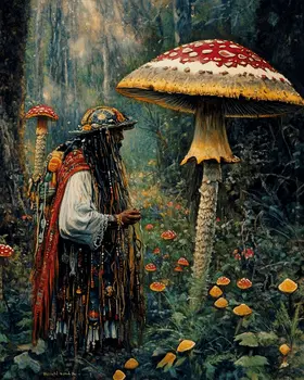 Shroom Shaman - Mushroom Art Prints - 8"x10" Art Print for 11"x14" Frame