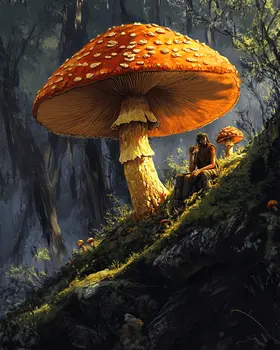 Resting Under a Shroom - Mushroom Art Prints - 8"x10" Art Print for 11"x14" Frame