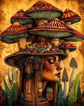 Shroom Mindfulness - Mushroom Art Prints - 8"x10" Art Print for 11"x14" Frame