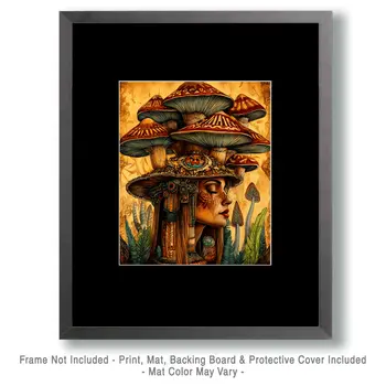 Shroom Mindfulness - Mushroom Art Prints - 8"x10" Art Print for 11"x14" Frame