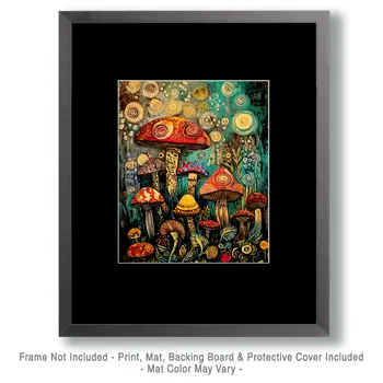 Abstract Shroom Garden - Mushroom Art Prints - 8"x10" Art Print for 11"x14" Frame