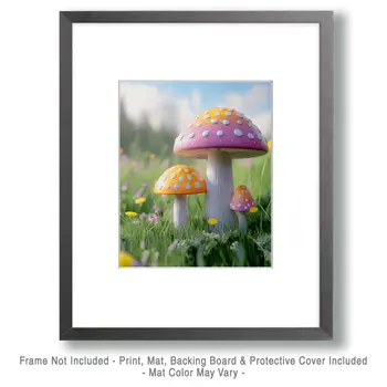 Pastel Shrooms - Mushroom Art Prints - 8"x10" Art Print for 11"x14" Frame