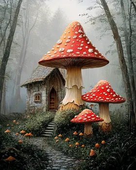 Gnome Waystation - Mushroom Art Prints - 8"x10" Art Print for 11"x14" Frame