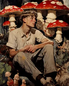 He Loves His Shrooms - Mushroom Art Prints - 8"x10" Art Print for 11"x14" Frame