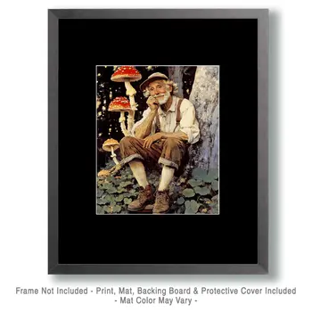 Contemplation Among Shrooms - Mushroom Art Prints - 8"x10" Art Print for 11"x14" Frame