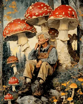 Happy in My Shroom Garden - Mushroom Art Prints - 8"x10" Art Print for 11"x14" Frame