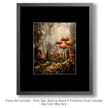 Grunge Shroom Evening - Mushroom Art Prints - 8"x10" Art Print for 11"x14" Frame