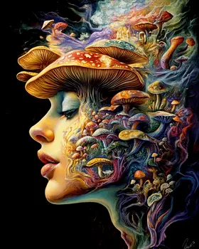 Shrooms Expand the Mind - Mushroom Art Prints - 8"x10" Art Print for 11"x14" Frame