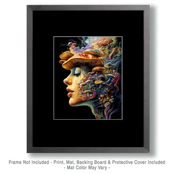 Shrooms Expand the Mind - Mushroom Art Prints - 8"x10" Art Print for 11"x14" Frame