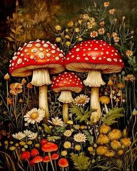 Classic Amanita Shroom Artwork - Mushroom Art Prints - 8"x10" Art Print for 11"x14" Frame