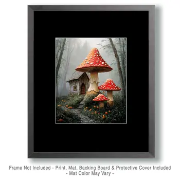 Gnome Waystation - Mushroom Art Prints - 8"x10" Art Print for 11"x14" Frame