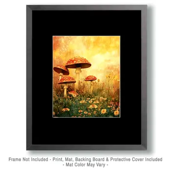 Morning Shrooms - Mushroom Art Prints - 8"x10" Art Print for 11"x14" Frame
