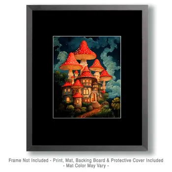 Shroomville - Mushroom Art Prints - 8"x10" Art Print for 11"x14" Frame