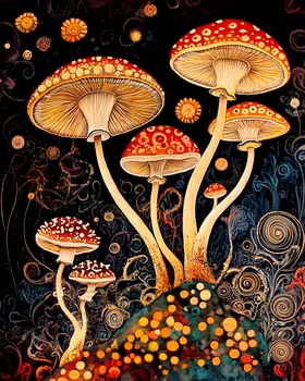 Wacky Wavy Shrooms - Mushroom Art Prints - 8"x10" Art Print for 11"x14" Frame