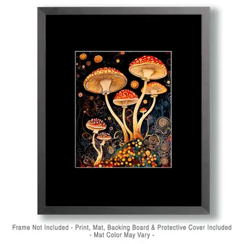 Wacky Wavy Shrooms - Mushroom Art Prints - 8"x10" Art Print for 11"x14" Frame