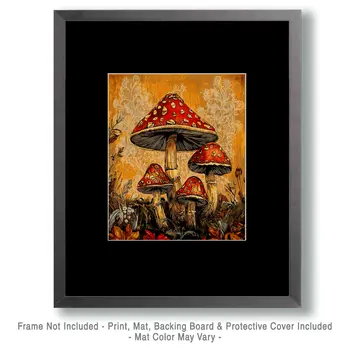 Nouveau Shrooms - Mushroom Art Prints - 8"x10" Art Print for 11"x14" Frame