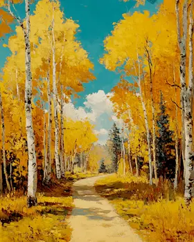 Aspen Lined Drive in Fall - Nature Art Prints - 8"x10" Artwork for 11"x14" Frame