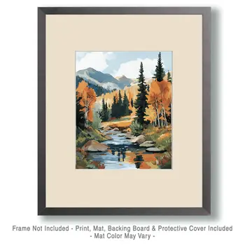 Mountain Steam in Fall - Nature Art Prints - 8"x10" Artwork for 11"x14" Frame