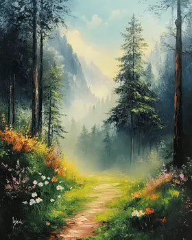 Misty Morning Path - Nature Art Prints - 8"x10" Artwork for 11"x14" Frame