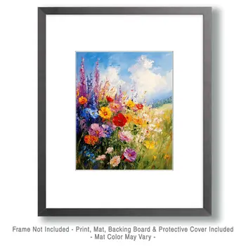 Burst of Wildflowers - Nature Art Prints - 8"x10" Artwork for 11"x14" Frame