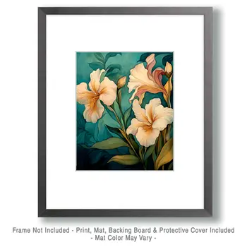 Nouveau Iris Blooms - Nature Art Prints - 8"x10" Artwork for 11"x14" Frame
