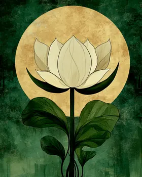 Full Moon Flowering Lotus - Nature Art Prints - 8"x10" Artwork for 11"x14" Frame